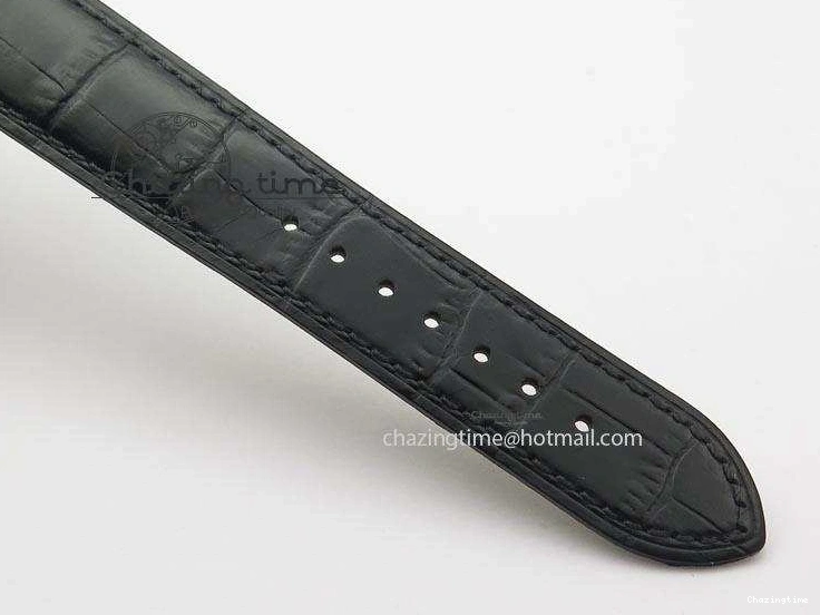 0212 De Ville MK 1:1 Best Edition SS Black Dial On Black Leather Asian Seagull T1701 (Sec@6) Unisex 8243